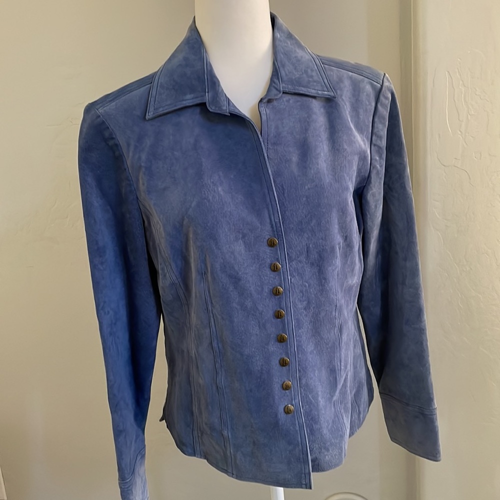 Live a Little light blue leather tailored jacket